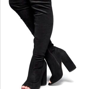 Brand new thigh high boot open toes black